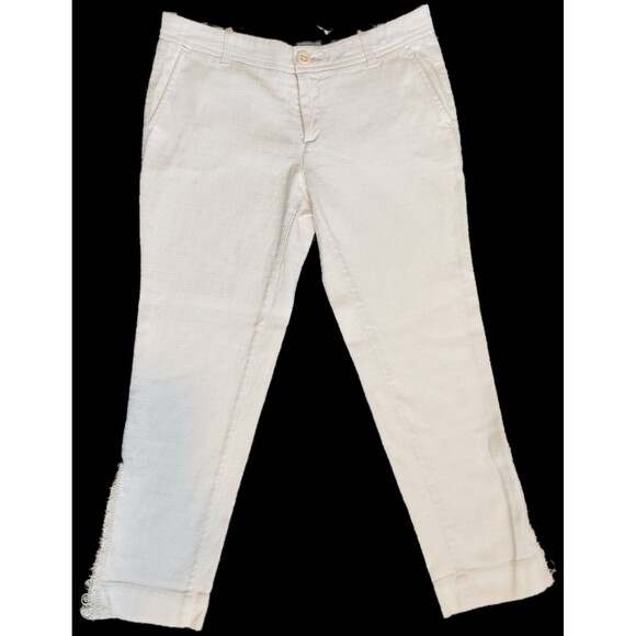 Daughters of the Liberation Anthropologie Cream Textured Ankle Pants Size 2 - Picture 3 of 16